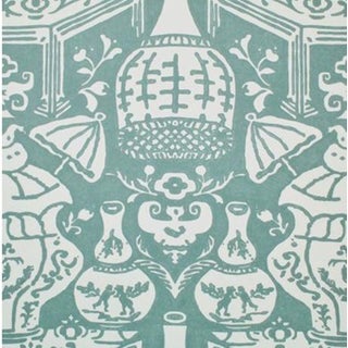 Clarence House Teal The Vase Wallpaper - 3 Double Rolls For Sale