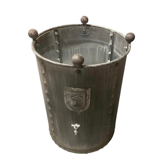 Large Steel Planter With Tree of Life Crest and Spigot For Sale - Image 4 of 7