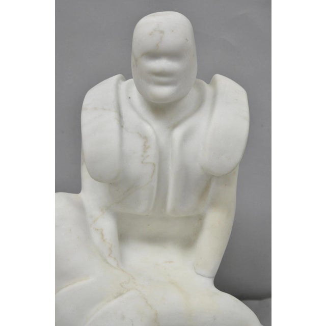 Vintage Seymour Shuren Modern White Carved Marble Male Soldier Figure Sculpture For Sale In Philadelphia - Image 6 of 16