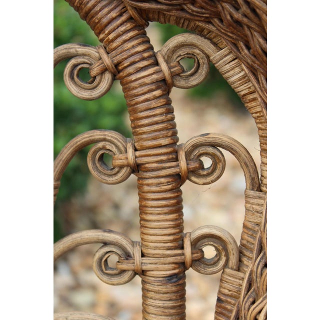 Brown Antique Heywood Brothers & Company Wicker Rocking Chair For Sale - Image 8 of 18
