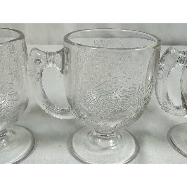 Circa 1879 Antique Eapg Dithridge "Owl on a Branch" Footed Mugs- Set of 3 For Sale - Image 4 of 8