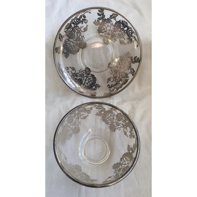 Art Nouveau Sterling Silver Overlay Bowl and Saucer For Sale - Image 3 of 6