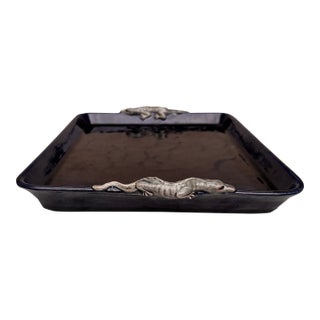 19th Century Majolica Palissy Dragon Platter Thomas Sergent For Sale