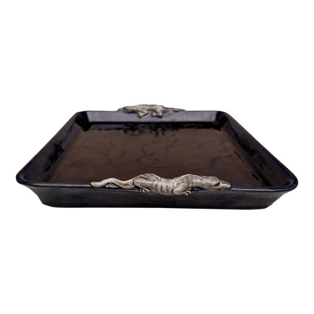 19th Century Majolica Palissy Dragon Platter Thomas Sergent For Sale