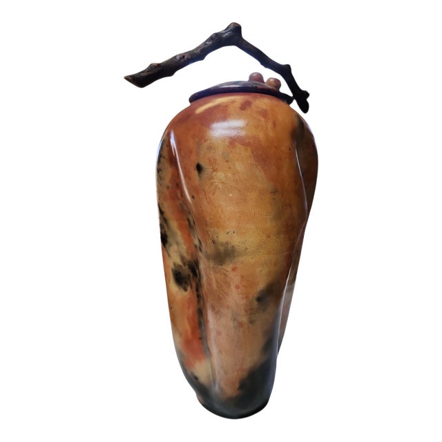 Vintage Andy Smith Studio Pottery Raku Lidded Vase For Sale
