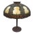 Antique Bronze Rose Overlay & Stained Slag Glass Table Lamp #559 by Handel For Sale