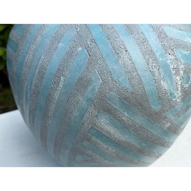 Turquoise Vintage Handcrafted Geometric Table Lamp + Shade For Sale - Image 8 of 12