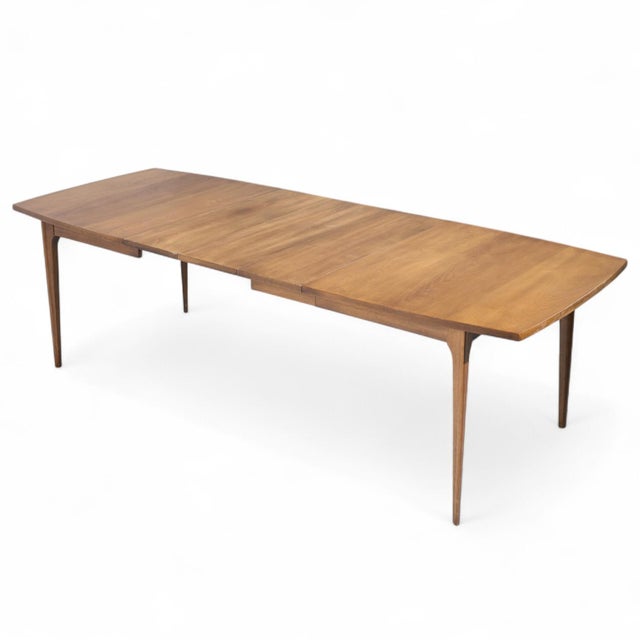Broyhill Brasilia Mid Century Expanding Walnut Dining Table With 3 Leaves For Sale - Image 10 of 10