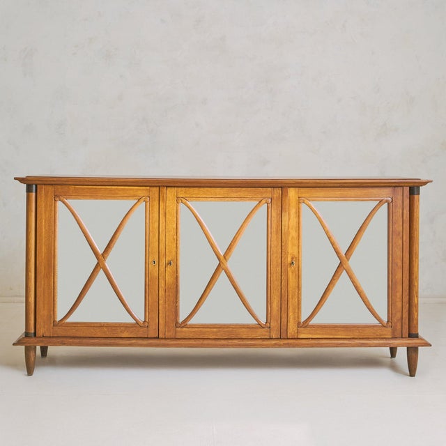 Art Deco French Mirrored Oak Credenza, 1940s For Sale - Image 3 of 12