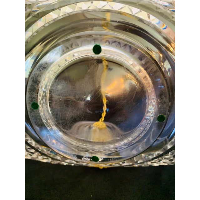 Metal Vintage Mid Century Basket Inspired Cut Crystal Dish With Roped Brass Handle For Sale - Image 7 of 13