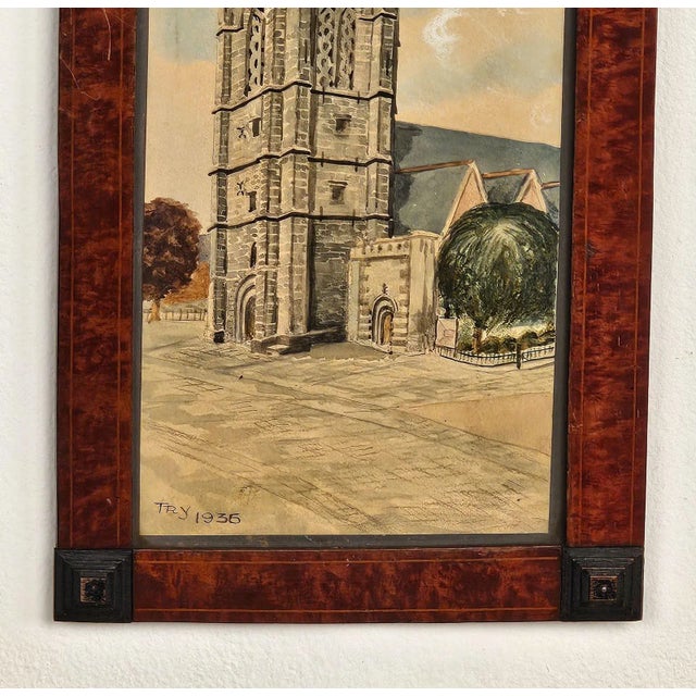 Realism Watercolor of a Church, u.s.a., 1935 For Sale - Image 3 of 4