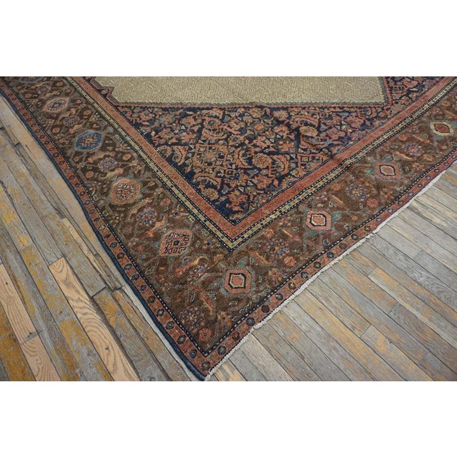 1900s Brown Medallion Antique Persian Malayer Carpet 9'3" X 12'6" Wool Knotted Rug For Sale In New York - Image 6 of 6