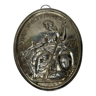George III London Assurance Britannia Plaque – Hallmarked Sterling Silver, Hennell Family, London, Circa 1801 For Sale