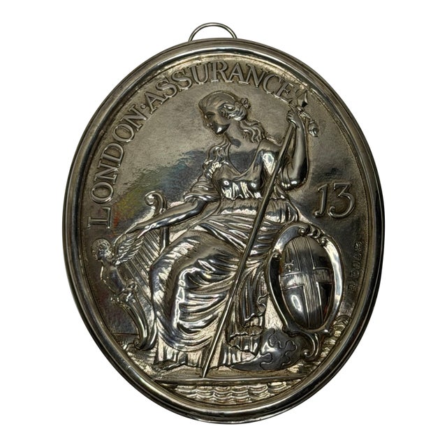 George III London Assurance Britannia Plaque – Hallmarked Sterling Silver, Hennell Family, London, Circa 1801 For Sale