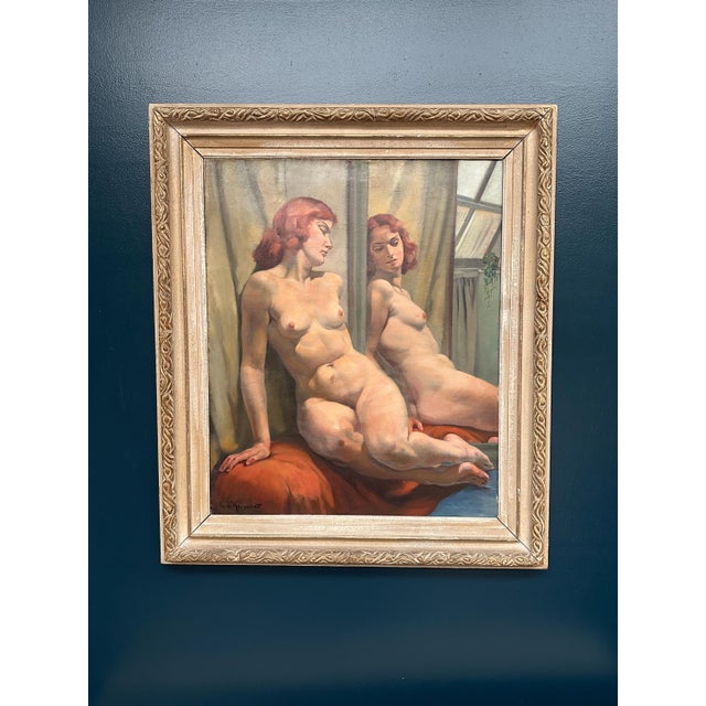 Philippe De Rougemont, Seated Woman at a Mirror, 1950s, Oil on Canvas, Framed For Sale - Image 11 of 18