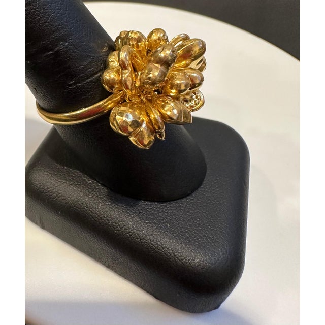 Multiple Heart Charm Floating 14 Karat Yellow Gold 4.1 Gm Ring Size 5.5 For Sale - Image 9 of 18