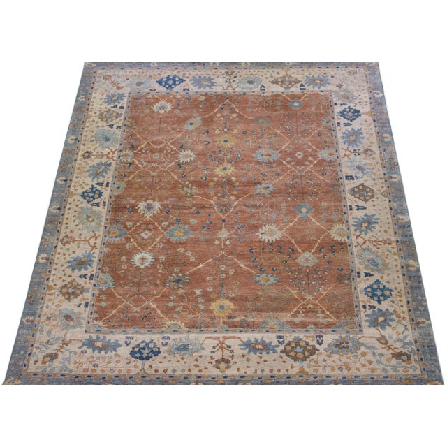 Indian Early 21st Century Modern Indian Tabriz Handmade Allover Wool Rug With Brown Field by Apadana For Sale - Image 3 of 7