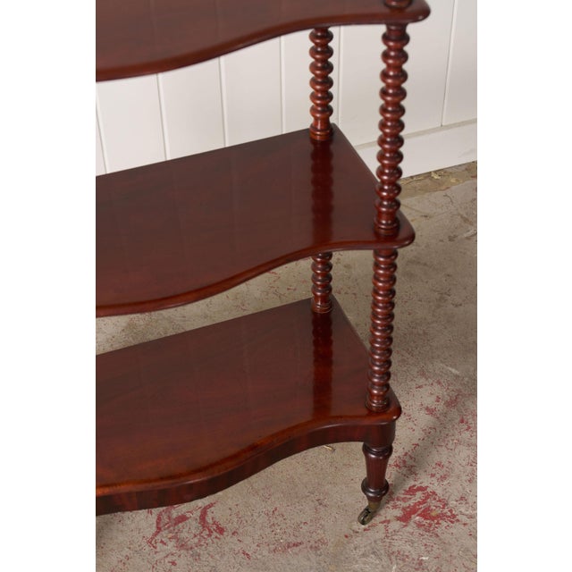 Late 19th Century Victorian Mahogany 3-Tier Whatnot With Bobbin Legs on Casters For Sale - Image 10 of 11