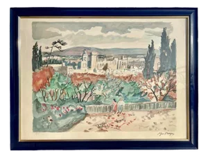 Yves Brayer, View of Avignon, 20th Century, Lithograph