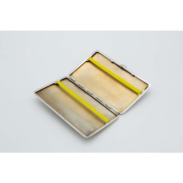 Rectangular Cigarette Case in Guilloche Silver For Sale - Image 3 of 4