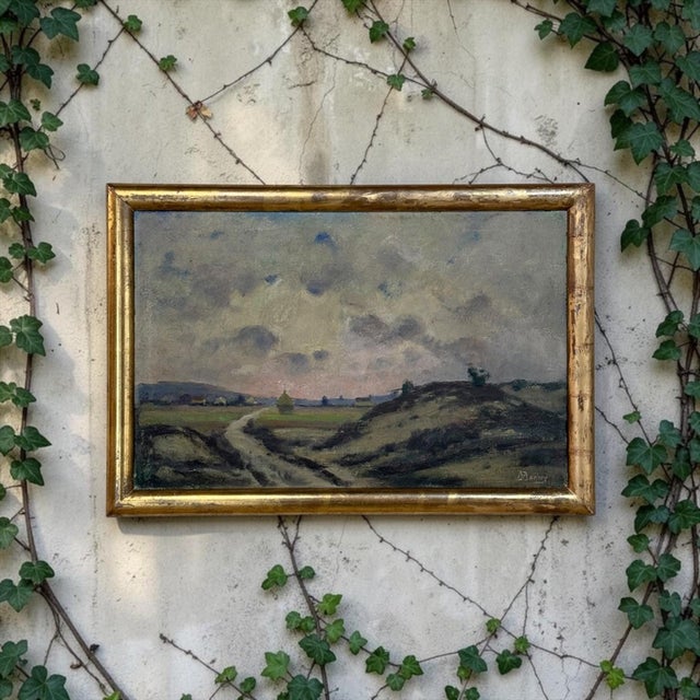 Framed Oil Painting on Canvas by Désiré Merny (1865–1947) 'Country Road at Dusk' This framed oil painting on canvas by...