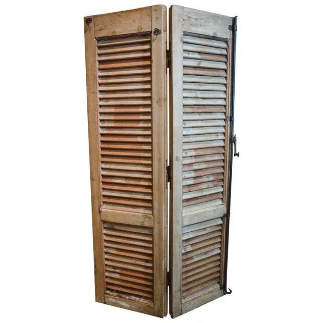 Pair of Hinged Vintage French Shutters For Sale - Image 12 of 12