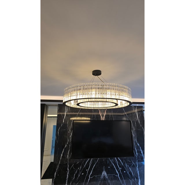 Modern Contemporary Glass Rod Chandelier Black Modern Ceiling Light Chandelier For Sale - Image 14 of 14
