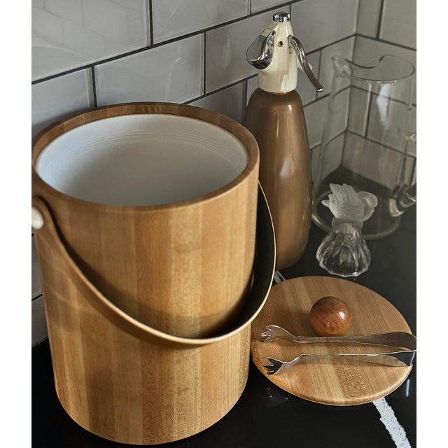 Mid-Century Modern Oversized Mid 20th Century Scandinavian Ice Bucket & Tongs, 1960s For Sale - Image 3 of 3