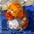 This oil painting on wood panel depicts a whimsical, anthropomorphic duck, rendered with bold, expressive brushstrokes...