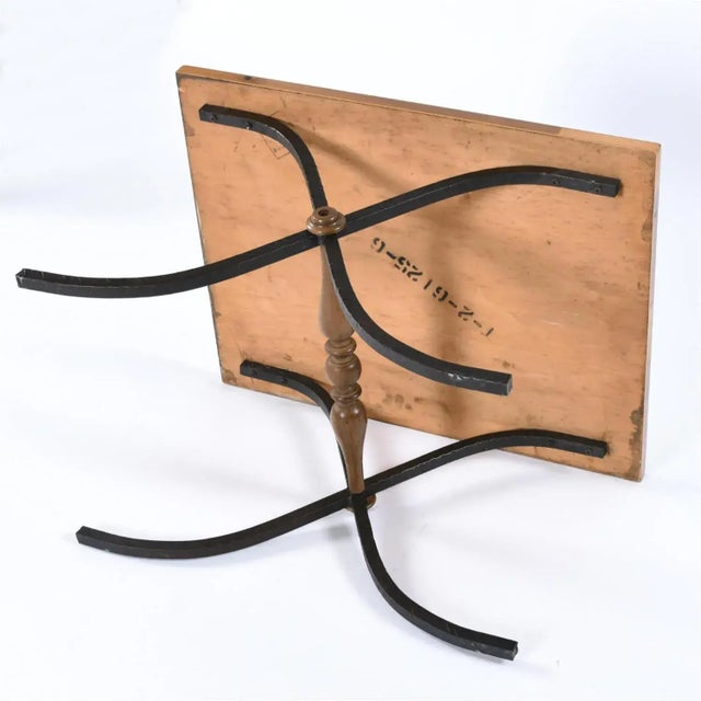 Michael Taylor Style Petite Parquet Oa Side Tables With Iron X Base Swag Legs For Sale - Image 10 of 10