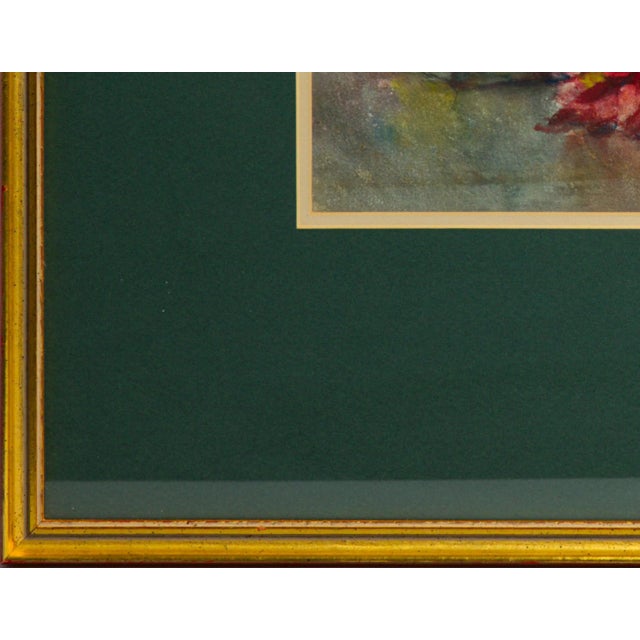 Early 20th Century Anna S. Fisher Antique Watercolor Still Life, Red Flowers, Signed For Sale - Image 5 of 8