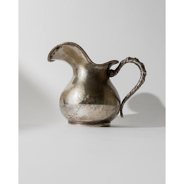 1920s Vintage Hammered Silver Plated Creamer with Twisted Handle by Calegaro Padua, 1920s For Sale - Image 5 of 12