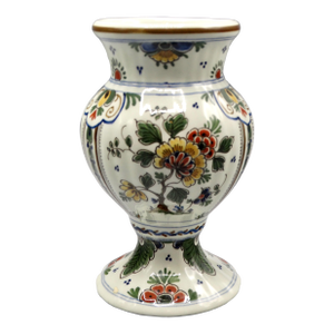 Dutch Hand Painted Royal Delft Chinoiserie Polychrome Vase