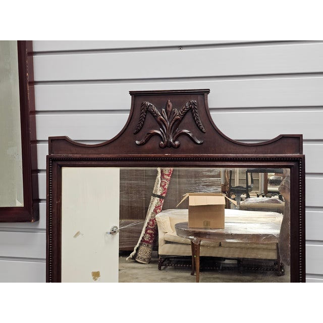 Mid 20th Century Mid 20th Century Carved Wheat Grass Mahogany Frame Wall Mirror For Sale - Image 5 of 9