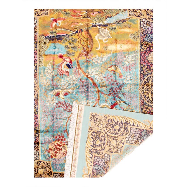 Traditional Exquisite Design Paris Palace Fine Power Loom v. Silk Rug For Sale - Image 3 of 3