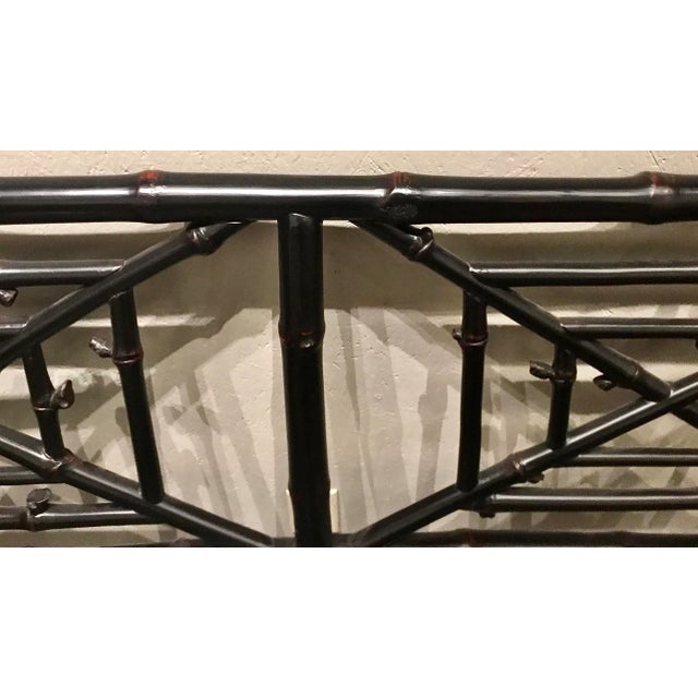 Currey & Company Asian Style Black Faux Bamboo Bench For Sale - Image 4 of 6