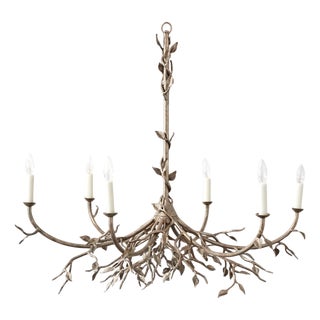 Aged Silver Lennox Branching Leaf Chandelier For Sale