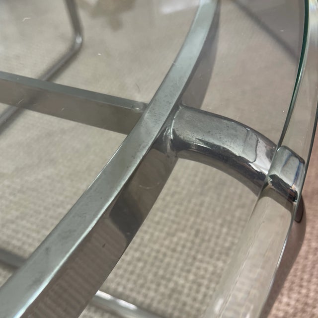 1990s Round Chrome and Thick Glass Coffee Table For Sale - Image 11 of 11