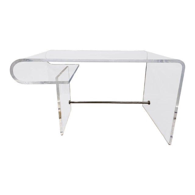 Chic Vintage Curved Lucite Desk For Sale