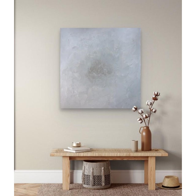 "White Flower" KR Moehr Large Original Abstract Neutral Art Painting For Sale - Image 10 of 10