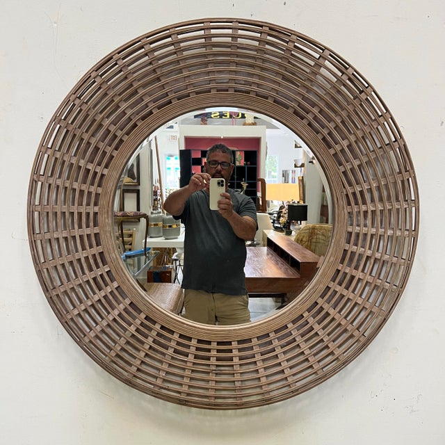 Vintage Coastal Split Reed Mirror For Sale - Image 9 of 11