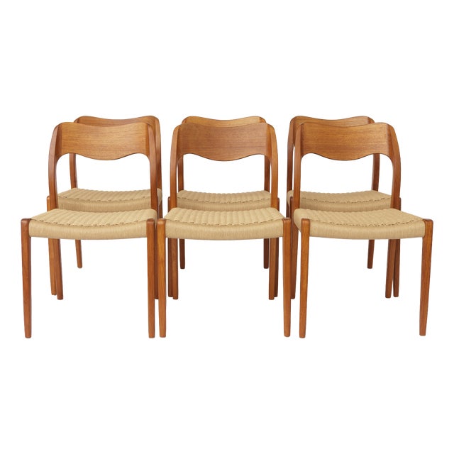 Model 71 Dining Chairs by Niels Otto (N. O.) Møller for J.L. Møllers, 1960s, Set of 6 For Sale