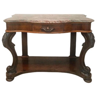 1860s English Traditional Mahogany Marble Top Console For Sale