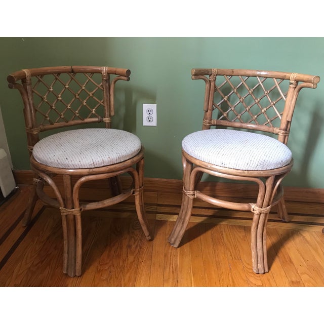 1970s Vintage Rattan Honeymoon Dining Table and Chair Set Chairish