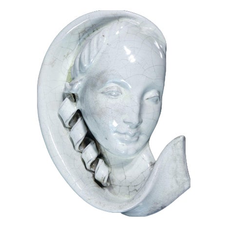 Ceramic Sculpture of Woman's Face by M. Andersen For Sale