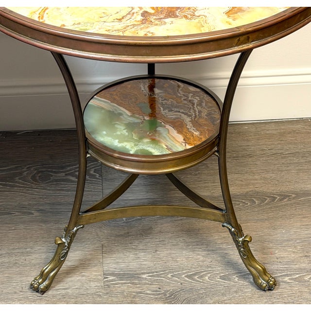 Pair French Neoclassical Bronze & Book-Matched Onyx Gueridons For Sale - Image 6 of 15
