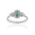 Green Art Deco Oval Emerald & Diamond Halo Cluster Ring in Silver, Size 7.5 For Sale - Image 8 of 12