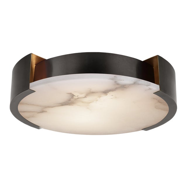 Kelly Wearstler for Visual Comfort Signature Melange X-Large Flush Mount in Bronze with Alabaster For Sale