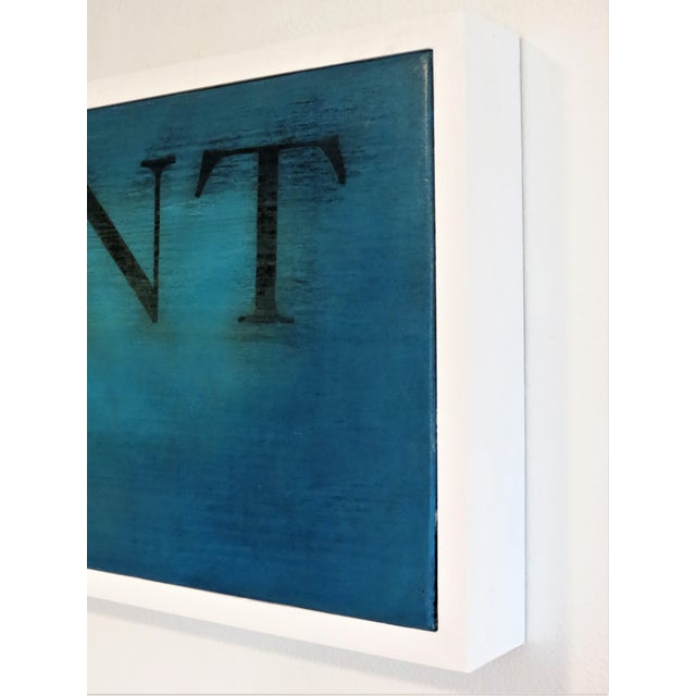 Saint, Aqua Blue. Oil on Antique Reclaimed Wood. For Sale - Image 4 of 7