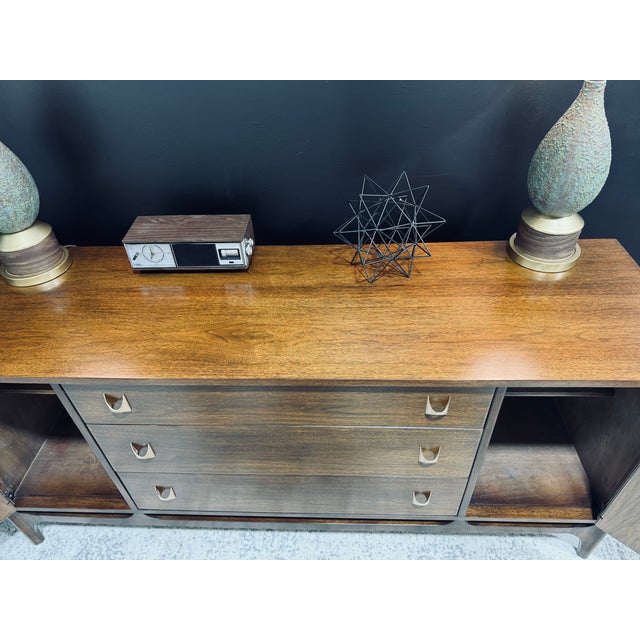 Brown Fully Refinished Broyhill Brasilia 66" Walnut Credenza | Mid-Century Modern For Sale - Image 8 of 8
